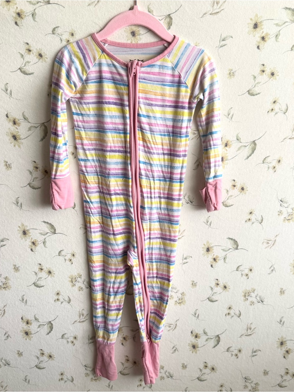 Little Sleepies Pastel Multicolor Stripe Zipper Footed One-Piece